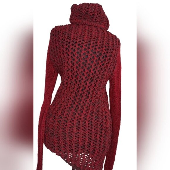 Helmut Lang Tattered Tapped Knit Wool Turtleneck Sweater M - Picture 3 of 9